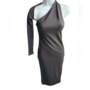 Alieva Dasha Modern Dress One Shoulder Black Stretch Bodycon Size S